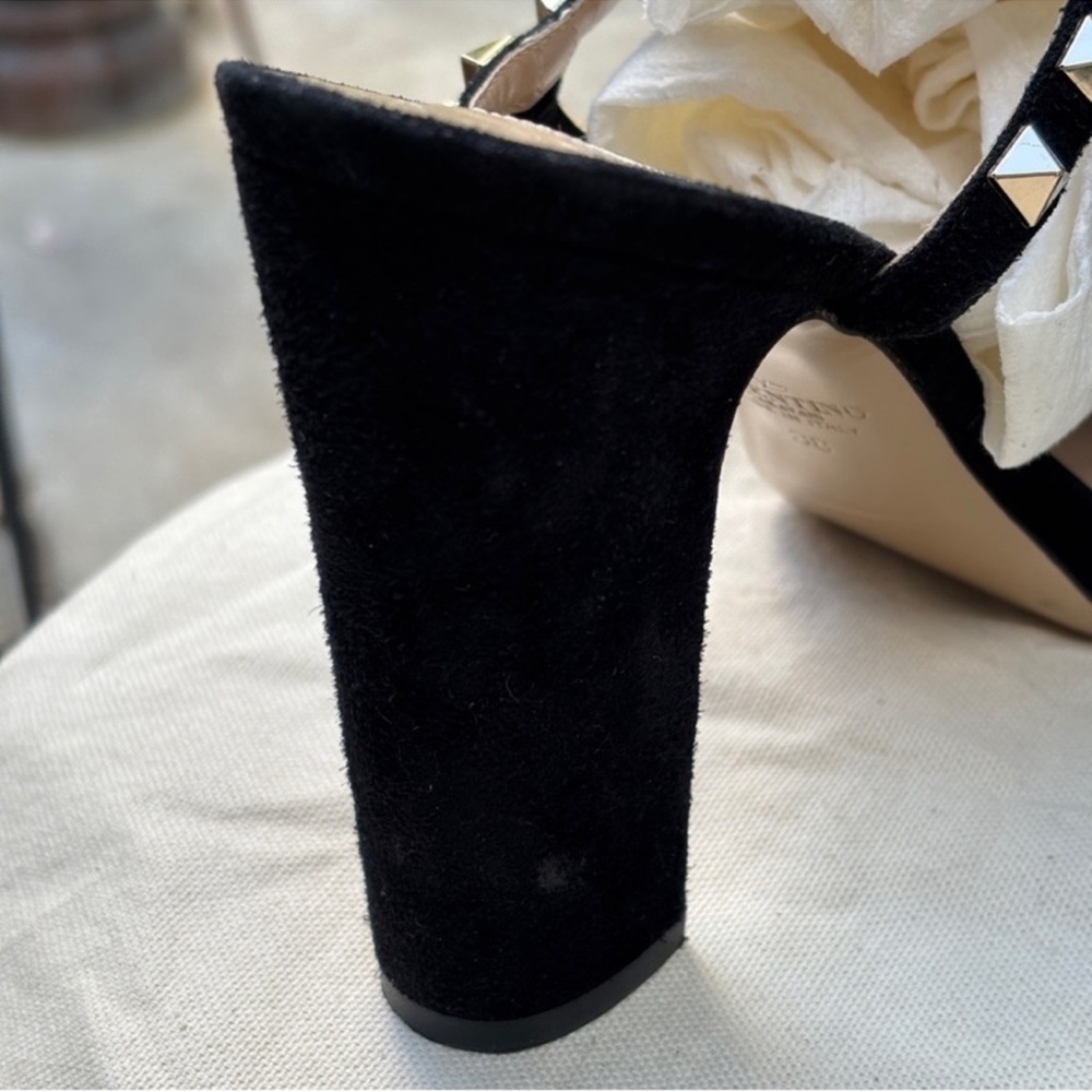 Valentino rockstud suede sandals block chunky heels ankle strap - Picture 6 of 11